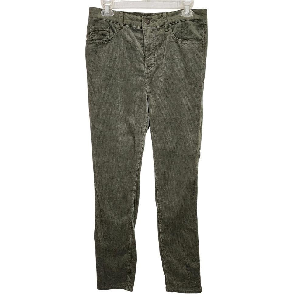 LOFT Size 6 Olive Green Corduroy High Waist Skinny Leg Stretch Cotton Pockets EC